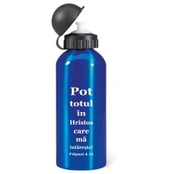 Bidon metalic blu, Pot totul in Hristos!